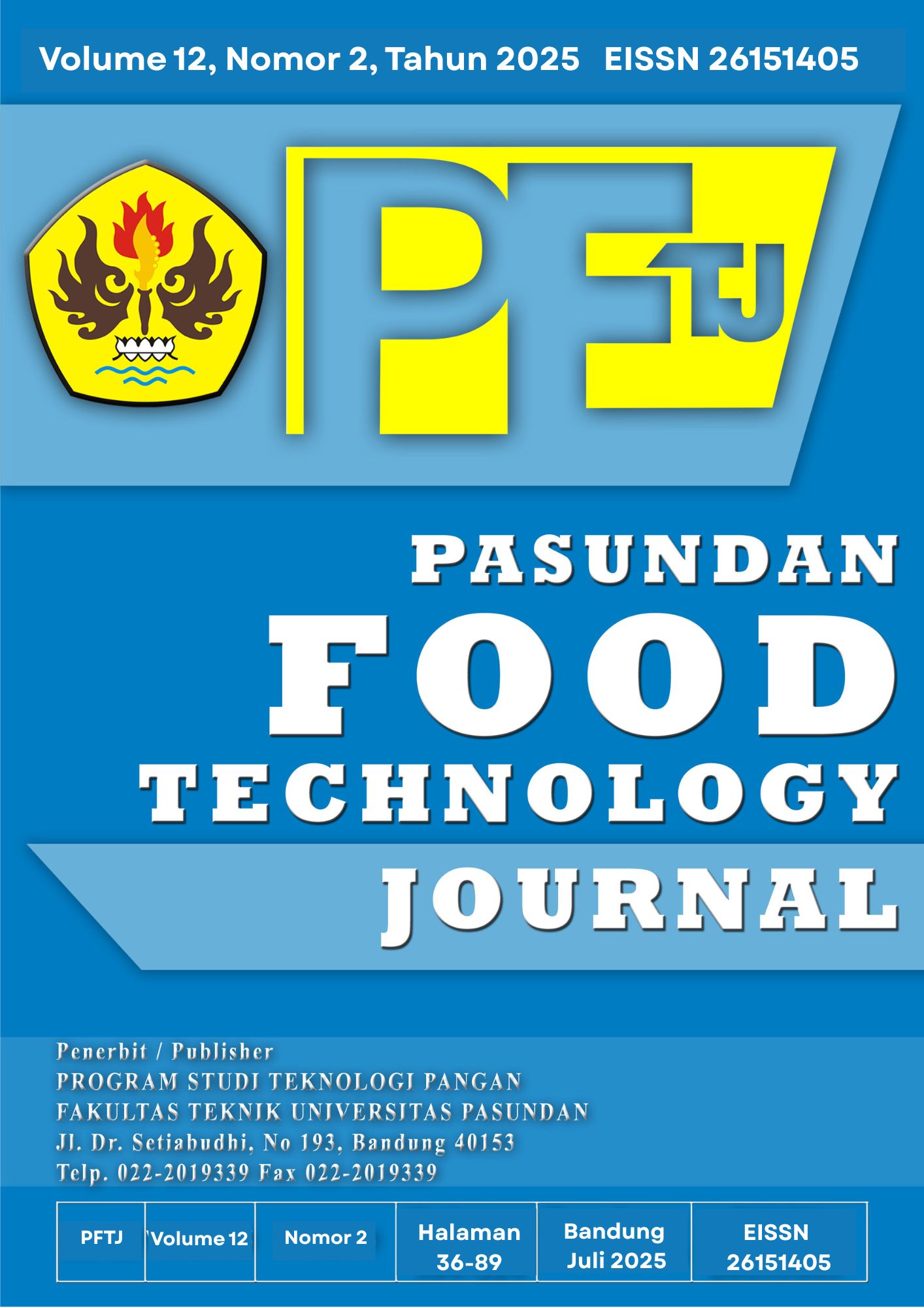 					View Vol. 12 No. 2 (2025): PASUNDAN FOOD TECHNOLOGY JOURNAL
				