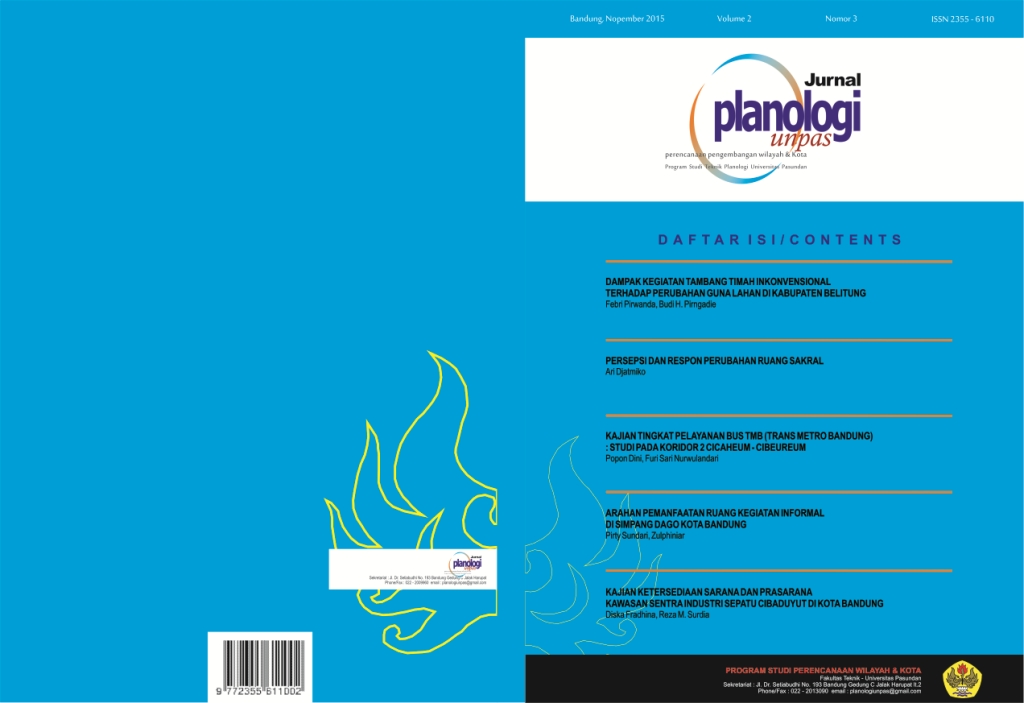 					View Vol. 2 No. 3 (2015): Jurnal Planology Unpas
				